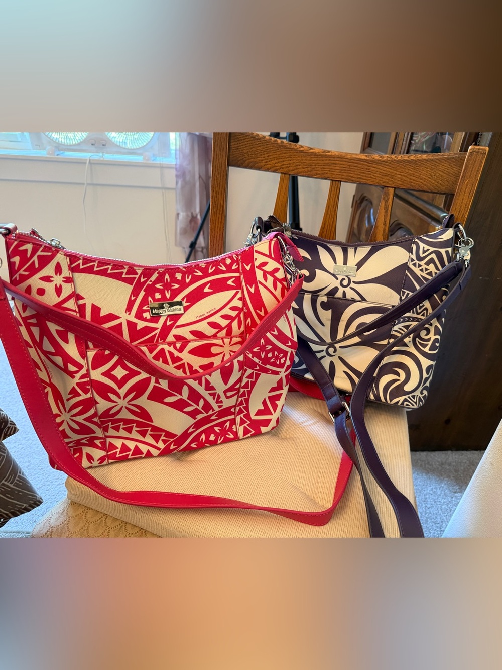 Pink and white or purple and white Patterned Shoulder Bag
